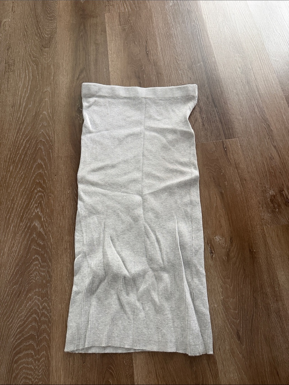 Zara Ribbed Midi Tube Skirt - Light Gray